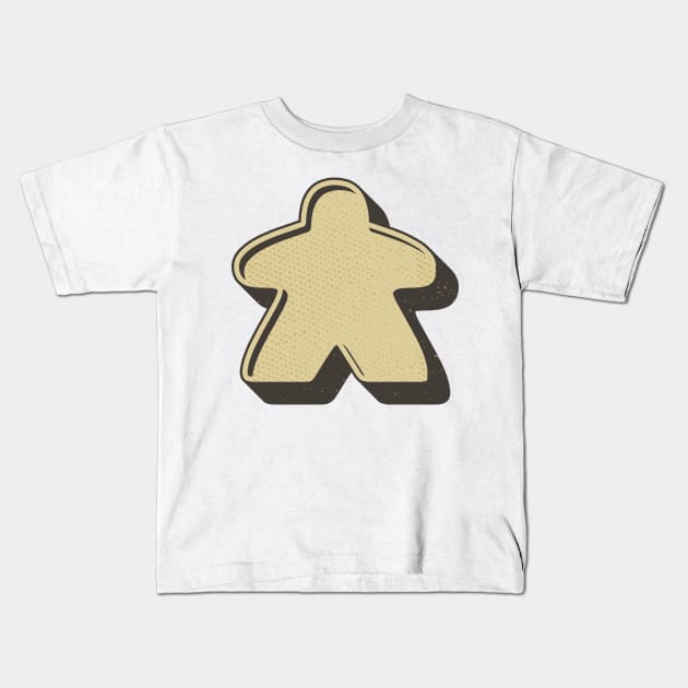 Retro Board Game Meeple Kids T-Shirt by Beam Geeks